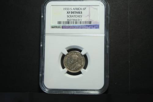 1933 6 PENCE NGC GRADED XF DETAIL
